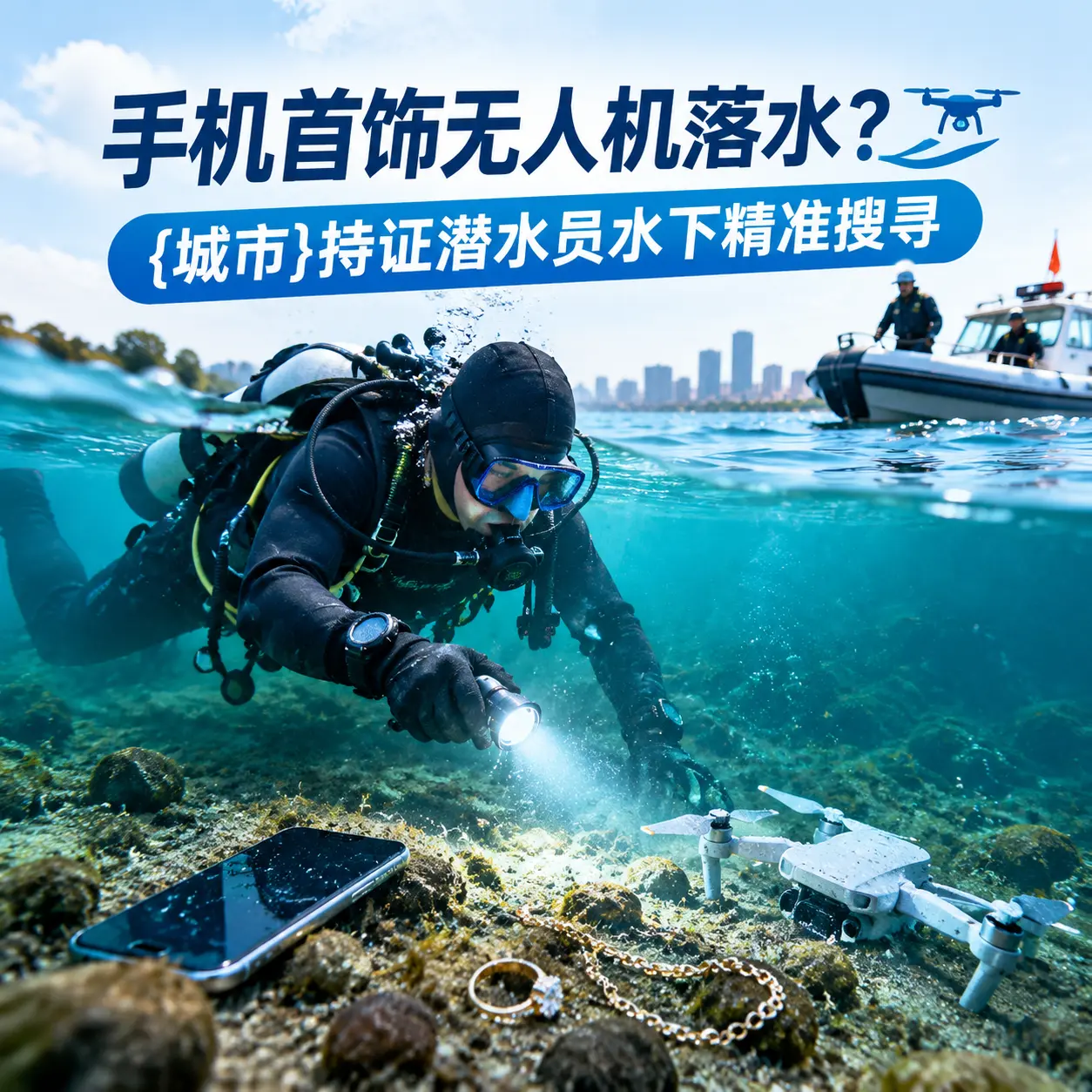 手机首饰无人机落水?奇台持证潜水员水下精准搜寻